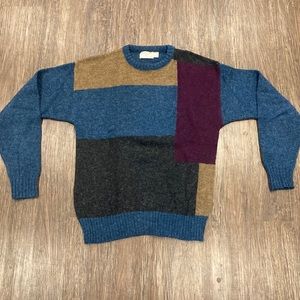 Oakton Vintage Color Block Shetland Wool Sweater